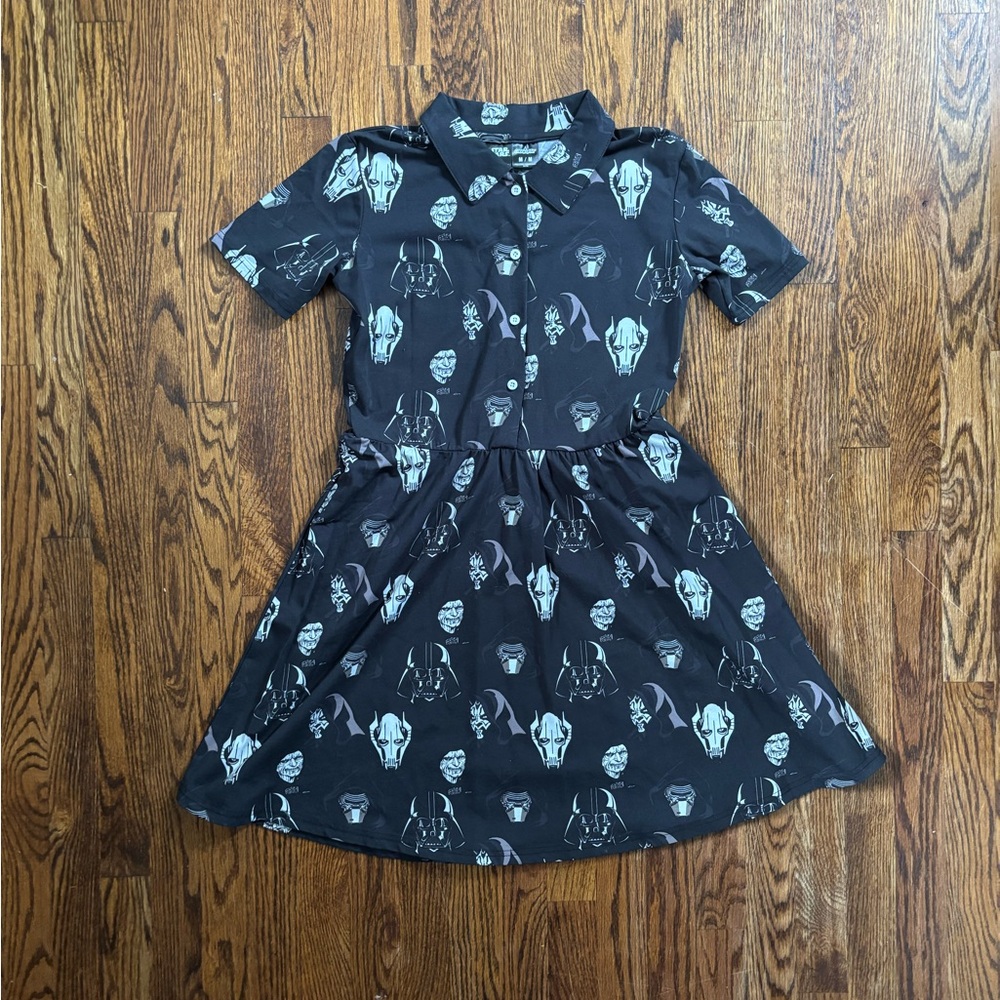 SOLD Cakeworthy Black Star Wars Darkside cotton button-up dress